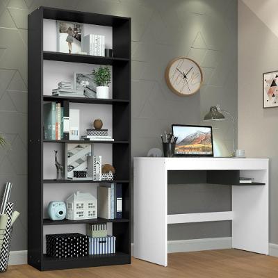 Escrivaninha Rubi e Estante Livreiro 6908 Branco Preto