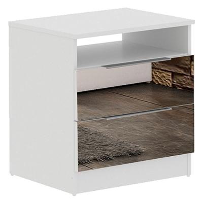 Criado-Mudo com 2 Gavetas com Espelho Branco Madesa 3227