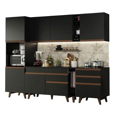 Cozinha Completa Madesa Reims Com Armário E Balcão Preto