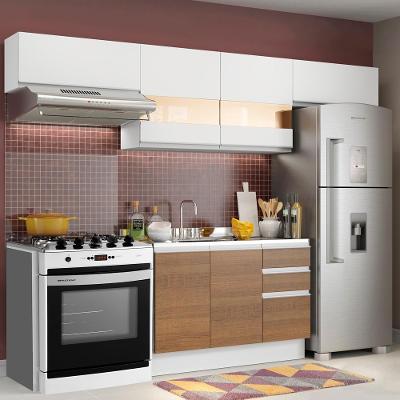 Cozinha Marina Branco com Rustic com Armário e Balcão Madesa