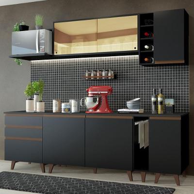 Cozinha Completa Madesa Reims com Armário e Balcão - Preto