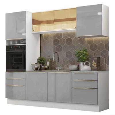 Cozinha Lux com Armário e Balcão Branco Cinza