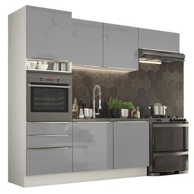 Cozinha Lux com Armário e Balcão 6 Portas 3 Gavetas Branco