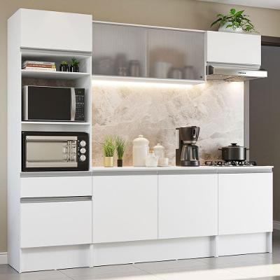 Cozinha Topazio com Armário Balcão Tampo Branco Madesa