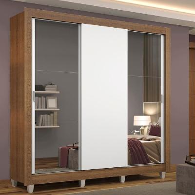 Guarda Roupa Casal Madesa Mônaco 3 Portas Rustic/branco