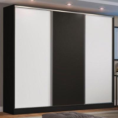 Guarda Roupa Casal Madesa Zurique 3 Portas de Correr Pto Bco