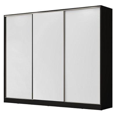 Guarda Roupa Casal 100% MDF Madesa Zurique 3 Portas de Correr Preto Branco