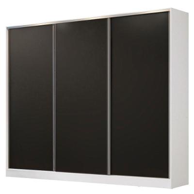 Guarda Roupa Casal Madesa 3 Portas de Correr Branco e Preto