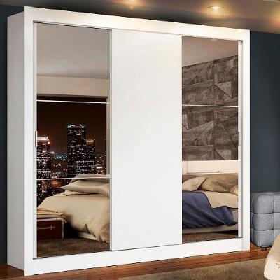 Guarda-roupa Casal Lyon Branco 3 Portas de Correr Madesa