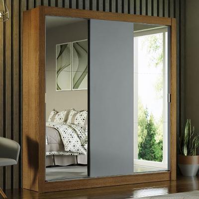 Guarda-roupa Casal 3 Portas Com Espelhos Rustic/Cinza