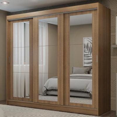 Guarda-roupa 3 Portas Correr Espelho 3 Gavetas Rustic Madesa