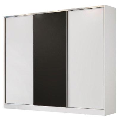 Guarda Roupa Casal Madesa 3 Portas de Correr Branco e Preto