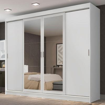 Guarda-roupa Casal Madesa Austin 4 Portas De Correr Com Espelhos 3 Gavetas Branco