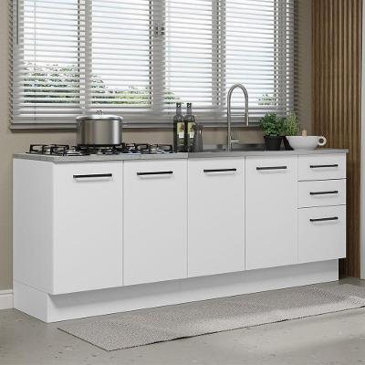 Kit Com 2 Balcões De Cozinha 3 Gavetas 4 Portas Branco
