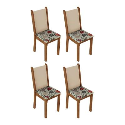Kit 4 Cadeiras Rustic Floral Hibiscos Madesa 4291