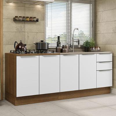 Kit Com 2 Balcões De Cozinha 4 Portas Rustic/Branco