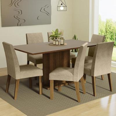 Kit Sala De Jantar Mesa 6 Cadeiras Rustic/Crema/Imperial Renata Madesa Rustic/Crema/Imperial