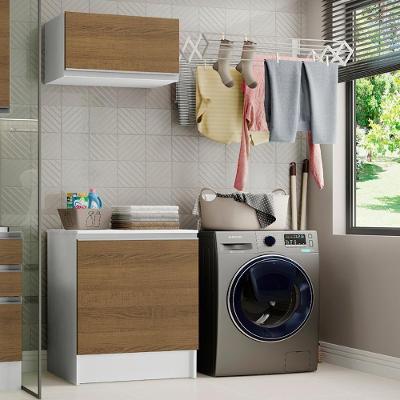 Kit Área De Serviço Madesa Topazio 60 Cm Com Armário E Balcão - Branco/rustic