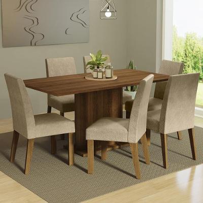 Kit Sala De Jantar Mesa Tampo De Madeira 6 Cadeiras Rustic/Imperial Renata Madesa Rustic/Imperial