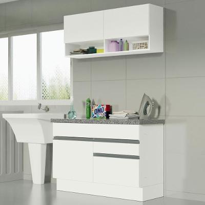 Kit área De Serviço 120cm Com Armário E Balcão Branco Mades