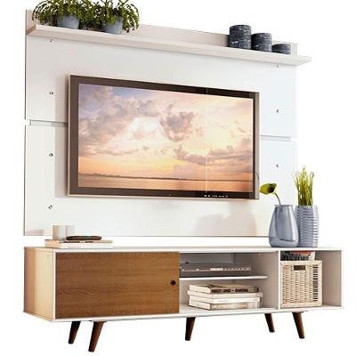 Rack Dubai e Painel Tv até 65" com Pés Branco/rustic Madesa