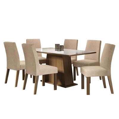 Tampo De Vidro Com 6 Cadeiras Rustic/Branco/imperial
