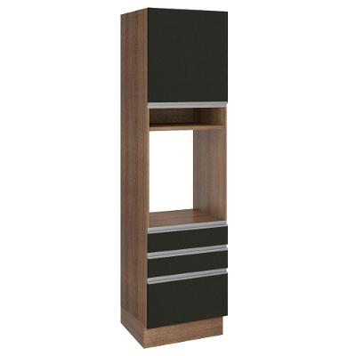 Torre Quente Madesa Glamy 1 Porta 3 Gavetas Rustic Preto