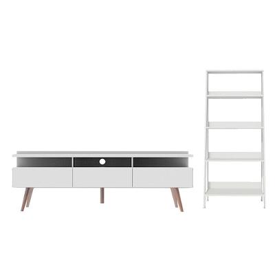 Rack para Tv até 65 Polegadas com Estante Escada Branco
