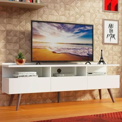 Rack para TV até 65" Madri com Pés de Madeira Branco Madesa