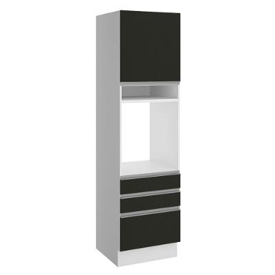 Torre Quente Madesa Glamy 1 Porta 3 Gavetas Branco Preto