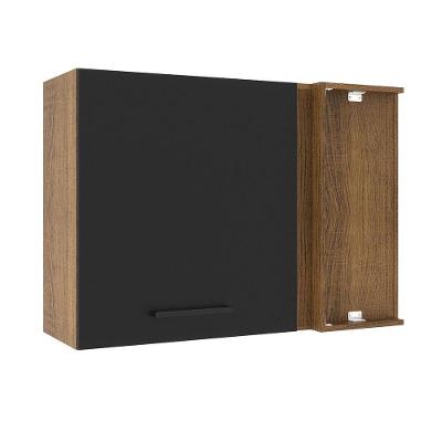 Armário Aéreo De Canto Madesa Agata 1 Porta Rustic Preto