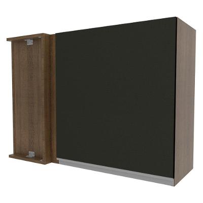 Armário Aéreo de Canto Glamy 1 Porta Rustic/Preto Madesa