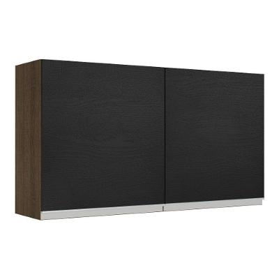 Armário Aéreo Madesa Glamy 120 Cm 2 Portas - Rustic/preto
