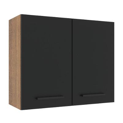 Armário Aéreo Madesa Agata 80cm 2 Portas Rustic Preto