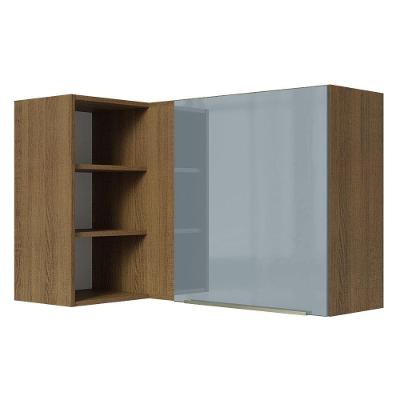 Armário Aéreo de Canto com Adega Madesa 1 Porta Rustic/cinza