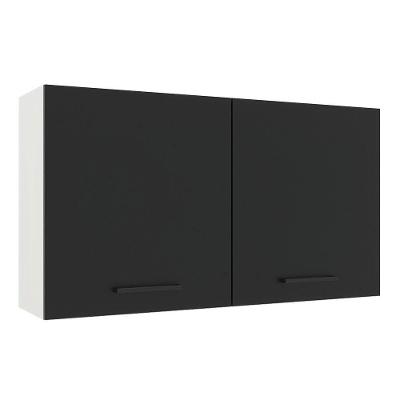 Armário Aéreo Madesa Agata 120cm 2 Portas Branco e Preto