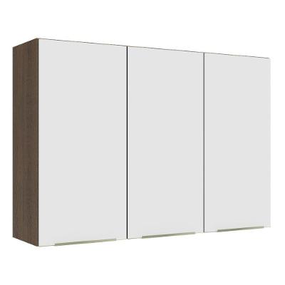 Armário Aéreo 120 Cm 3 Portas Rustic/branco Veludo Lux Madesa Rustic/branco Veludo