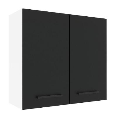 Armário Aéreo 70 Cm 2 Portas Branco/Preto Branco/Preto