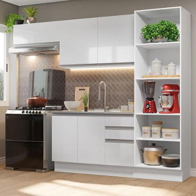 Armário De Cozinha Completa 260cm Branco Brilho 04 Branco