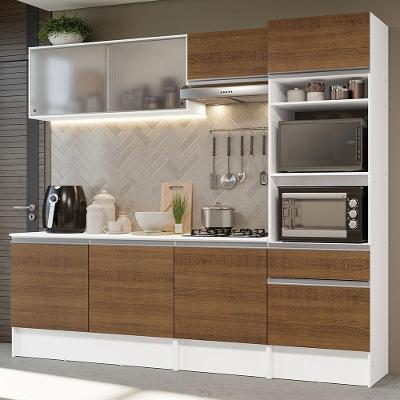 Armário De Cozinha Completa 240cm Branco Rustic