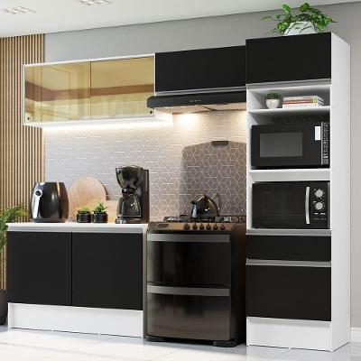 Armário De Cozinha Completa 260cm Branco preto