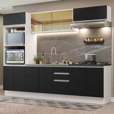 Armário De Cozinha Completa 100% Mdf 270cm 07 Branco/preto
