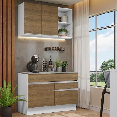 Armário De Cozinha Compacta 120cm Branco/Rustic