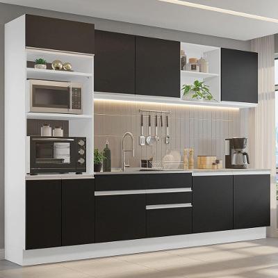 Armário De Cozinha 310cm Branco/Preto 02 Branco/Preto