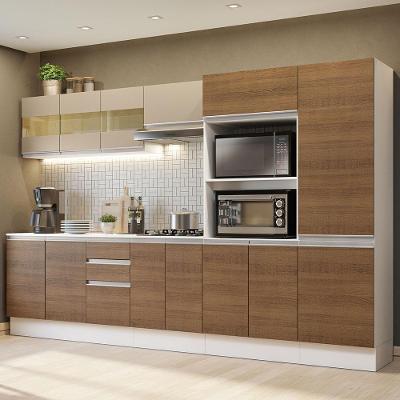 Armário De Cozinha Completa 100% MDF 300cm Branco/Rustic/Crema Smart Madesa 02