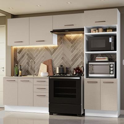 Armário De Cozinha Completa 270cm Branco/crema Agata Madesa 08 Branco/crema