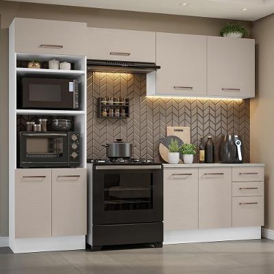 Armário De Cozinha Completa 270cm Branco/crema Agata Madesa 07 Branco/crema