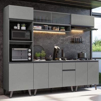 Armário De Cozinha Completa 260cm Nice Madesa 01 Cinza