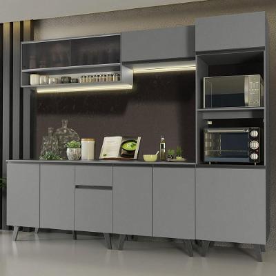 Armário De Cozinha Completa 260cm Cinza Nice 07 Cinza