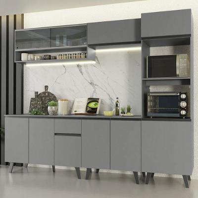 Armário De Cozinha Completa 260cm Cinza Nice 06 Cinza